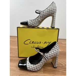 Circus by Sam Edelman Elora White/Black Tweed Pumps Mary Jane Heels Size 9 NEW